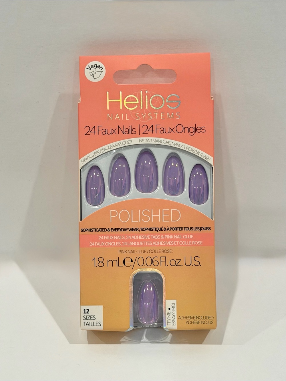 HELIOS Vegan Chrome Iridescent Press-On Almond Nails Set — 24 Nails